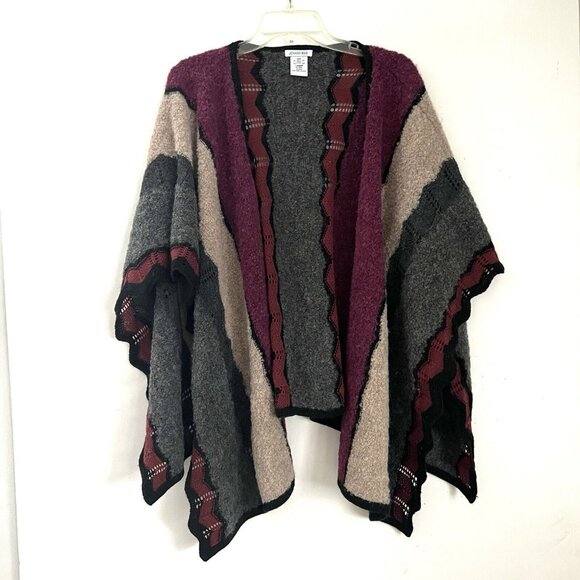 Johnny Was OS Riley Alpaca Cape V-Neck Front Flowy Multicolor Knit Soft Blend - Picture 3 of 11